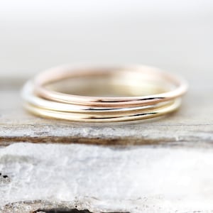 Thin Smooth stacking ring in sterling silver or gold filled 1mm