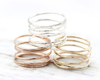 Wrapped ring - sterling silver or yellow / rose gold filled ring