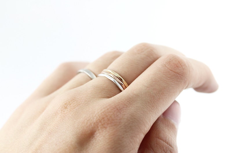 Medium Faceted stacking ring in sterling silver, gold filled or rose gold filled 1.3mm image 3