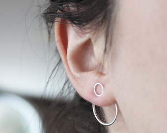 Circle ear jackets - sterling silver earrings