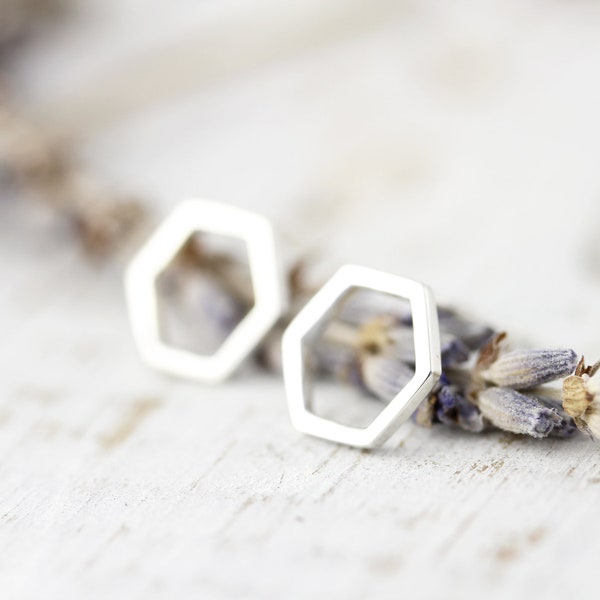 Honeycomb studs - sterling silver earrings