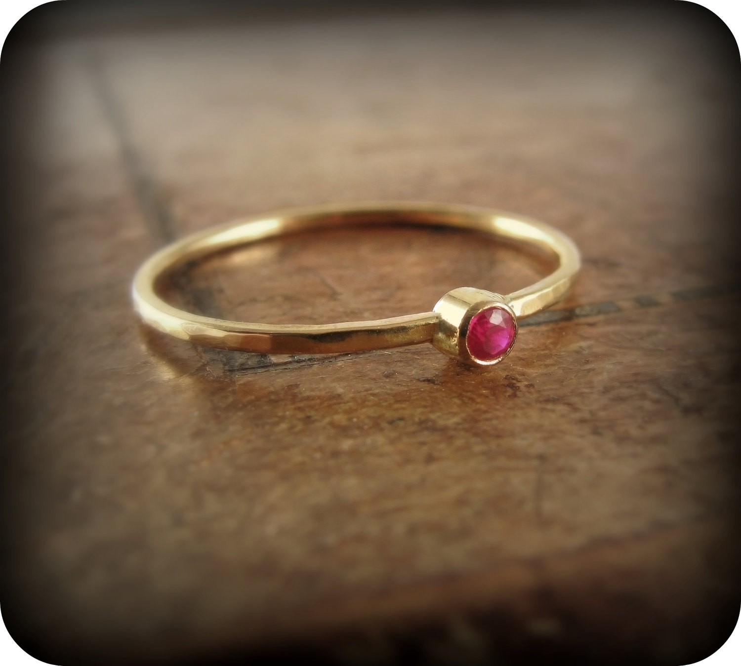 Ruby Ring Recycled 14K Gold Ring With Bezel-set Stone - Etsy