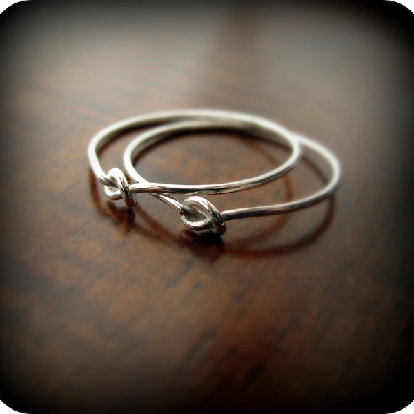 Friendship knot rings - best friends recycled sterling silver rings