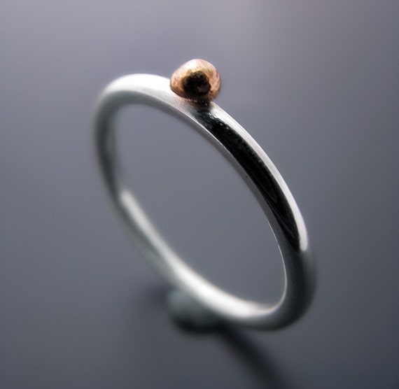 Items similar to Hybrid sterling silver ring with 14K gold on Etsy