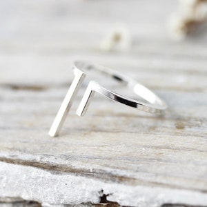 Asymmetrical bars open ring - recycled sterling silver ring