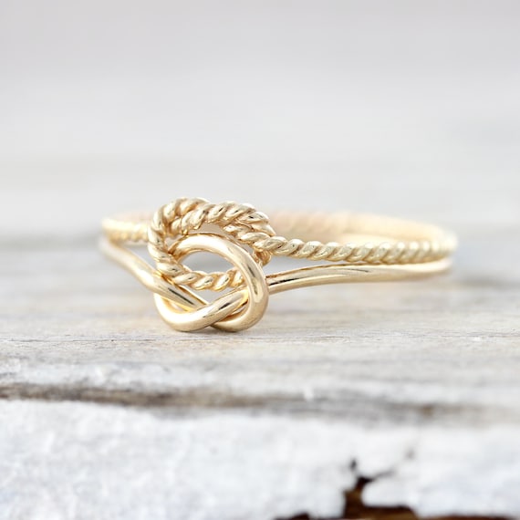 Nautical Double Knot Ring Silver or Yellow Gold Filled Ring