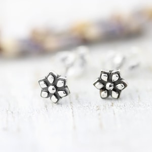 Mandala flower studs - sterling silver earrings