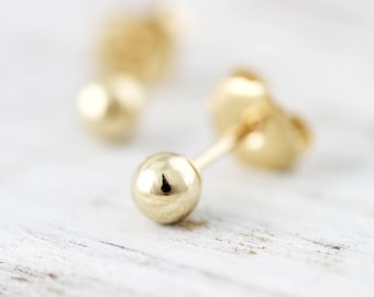 Small ball studs - silver, yellow or rose gold filled earrings