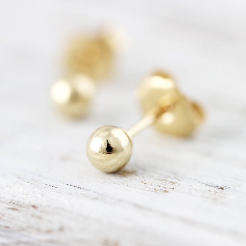 Small ball studs silver, yellow or rose gold filled earrings image 1