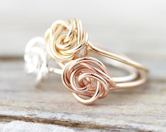 Flower ring - delicate sterling silver or gold filled