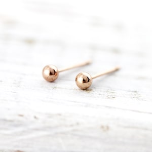 Small ball studs silver, yellow or rose gold filled earrings image 3
