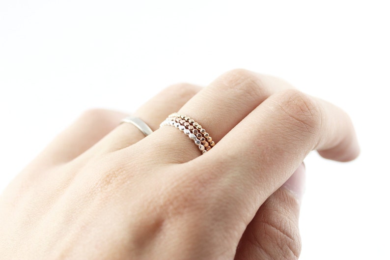 Dotted stacking rings in sterling silver, gold filled or rose gold filled image 5