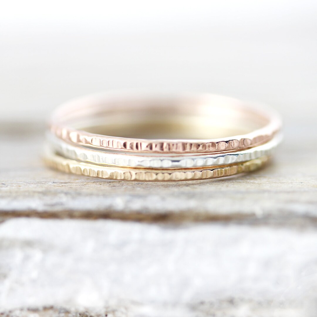 Thin Line Rings Thin Lined Stacking Ring, Round Edge Ring in Sterling Silver or Gold ...