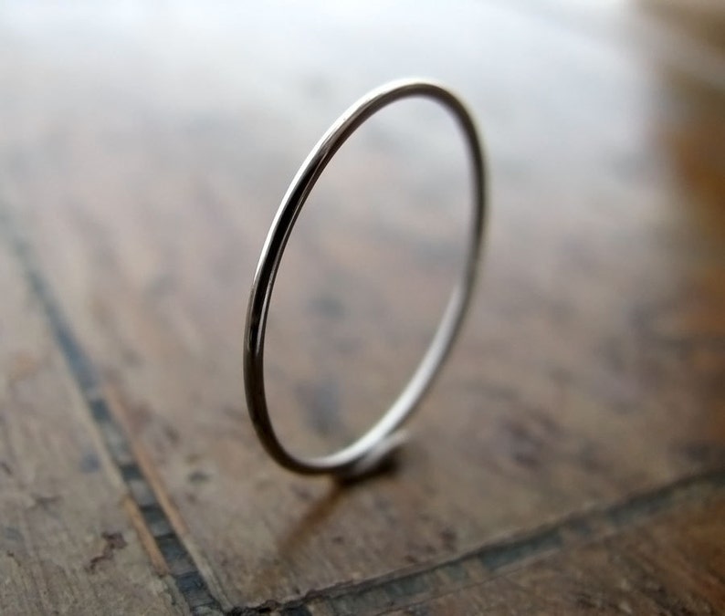 Platinum ring extra skinny stacking ring image 1