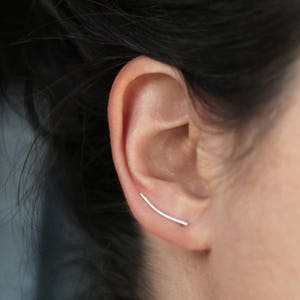 Simple ear climber sterling silver earring ear crawler image 2