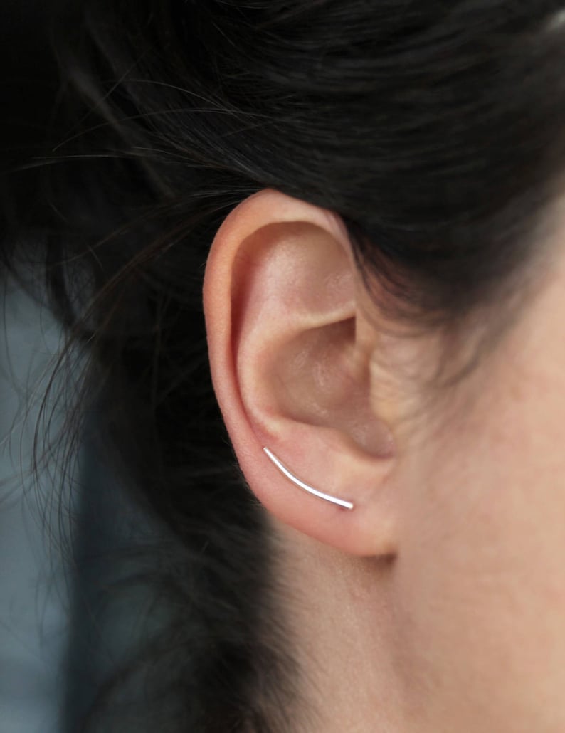 Simple ear climber sterling silver earring ear crawler image 2