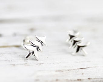 Small Christmas tree studs - sterling silver earrings