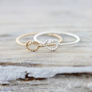 Rope knot ring - thin twist nautical promise ring - bridesmaid gift