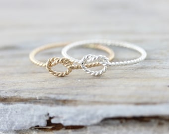 Rope knot ring - thin twist nautical promise ring - bridesmaid gift