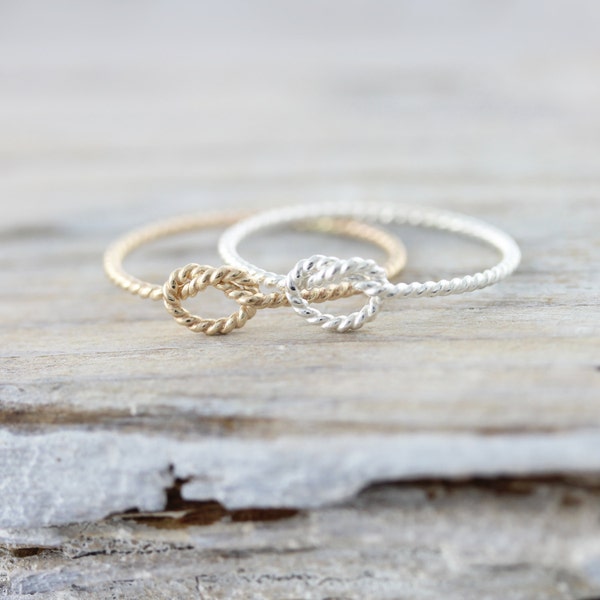 Rope knot ring - thin twist nautical promise ring - bridesmaid gift