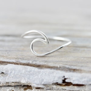 Ocean wave ring recycled sterling silver ring image 1
