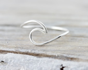 Ocean wave ring - recycled sterling silver ring