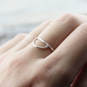 Half moon ring in sterling silver half circle silver stacking ring image 3