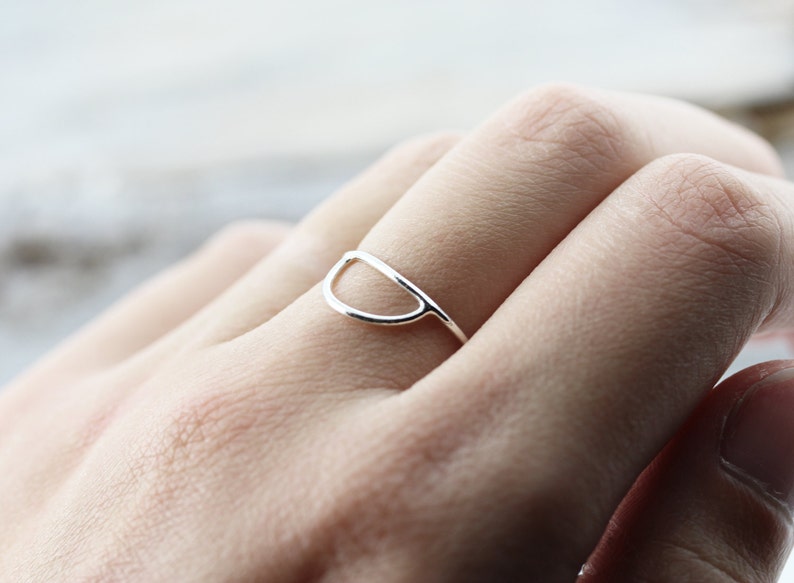 Half moon ring in sterling silver half circle silver stacking ring image 3