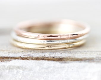 Medium Notched stacking ring in sterling silver or gold filled 1.3mm