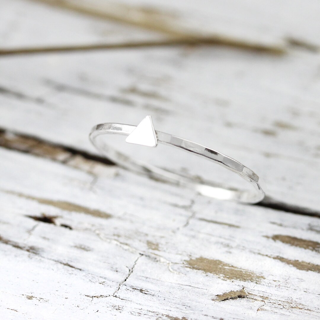 Tiny Triangle Ring - Sterling Silver Ring - Etsy