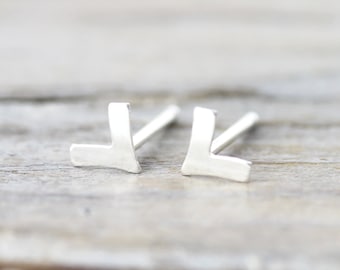 Small chevron earrings - sterling silver studs