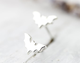 Tiny bat studs - sterling silver earrings