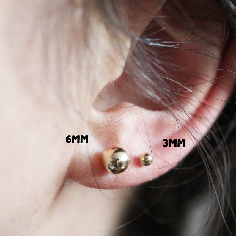 Small ball studs silver, yellow or rose gold filled earrings image 9