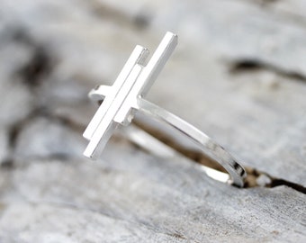 Triple bar ring - recycled sterling silver ring