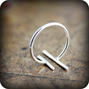 Two bars open ring adjustable sterling silver ring double bar image 3