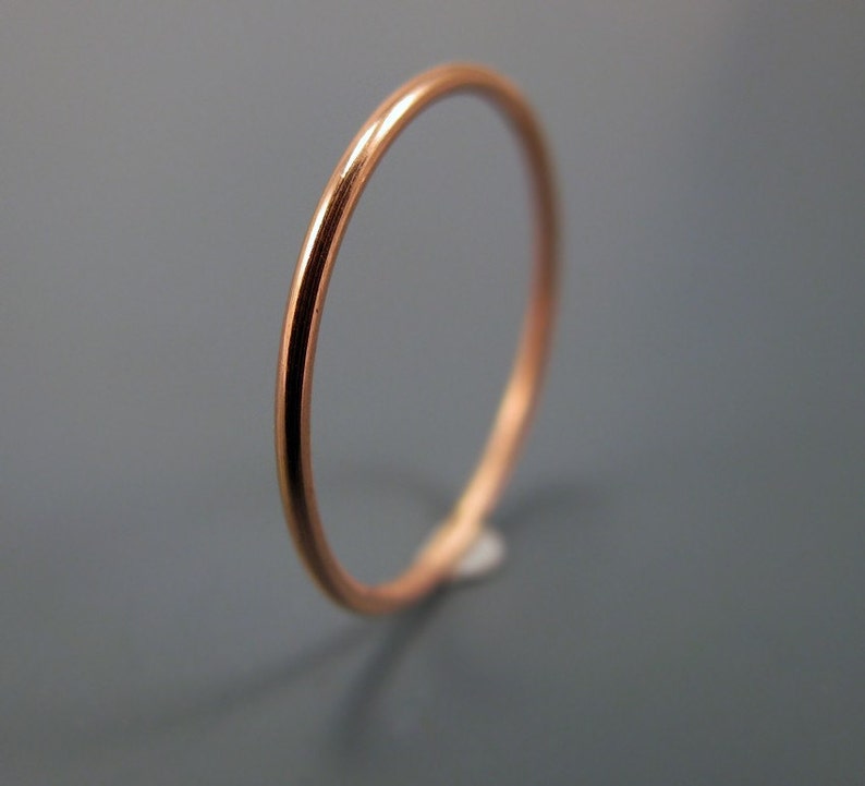 Recycled 14K yellow or rose gold ring smooth stacking skinny ring image 2