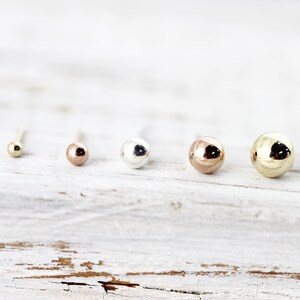 Small ball studs silver, yellow or rose gold filled earrings image 5