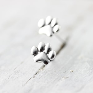 Tiny paw studs - sterling silver earrings