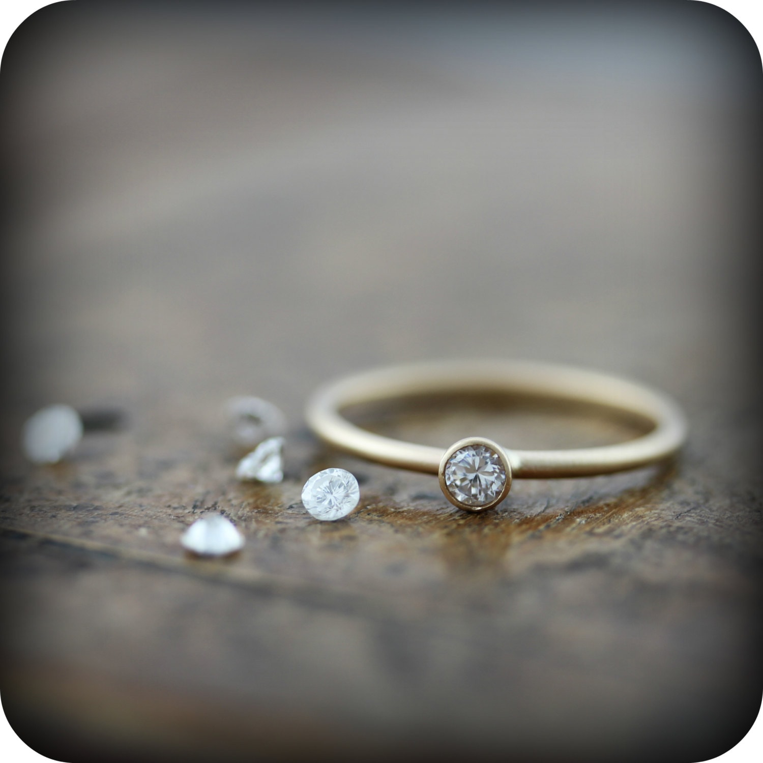 Recycled 14K Gold and Diamond Engagement Ring 0.10ct Bezel Etsy