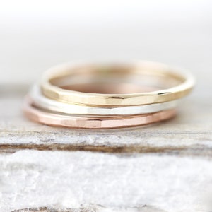 Medium Hammered stacking ring in sterling silver or gold filled 1.3mm