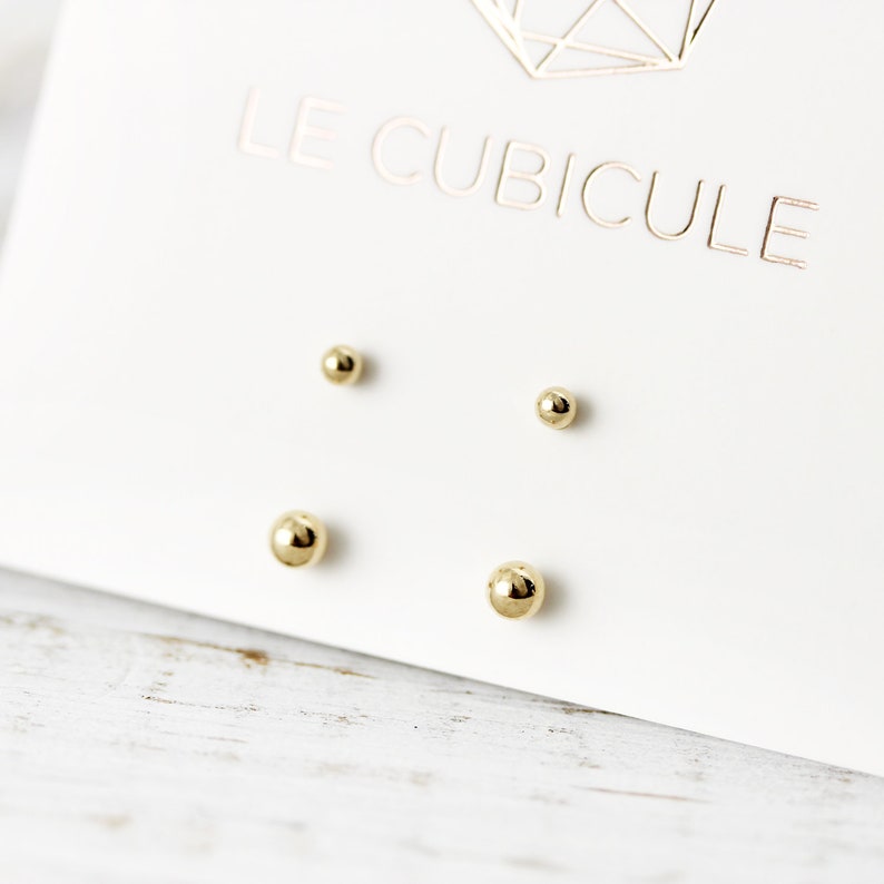 Small ball studs silver, yellow or rose gold filled earrings image 6