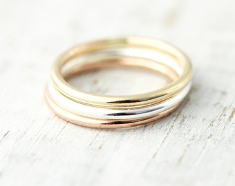 Large smooth stacking ring in sterling silver, gold filled or rose gold filled 1.6mm