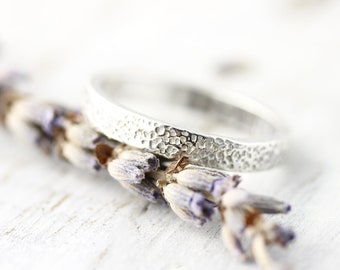 Chunky Stippled ring - thick sterling silver ring