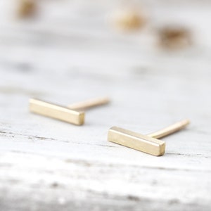 Short bar earrings - silver or gold filled studs
