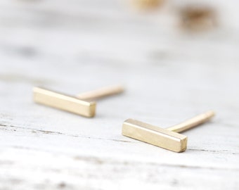 Short bar earrings - silver or gold filled studs