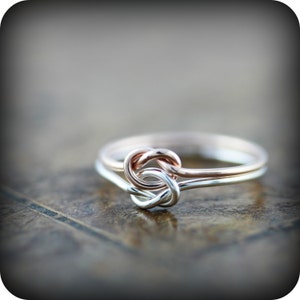 Double knot ring silver and rose or yellow gold filled ring, friendship or promise ring image 2