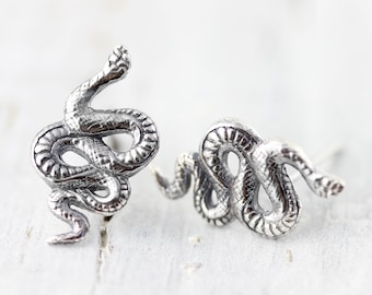 Snake studs - sterling silver earrings