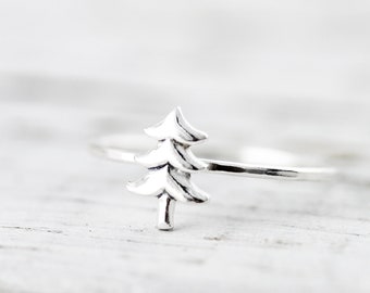 Christmas tree ring -  sterling silver ring