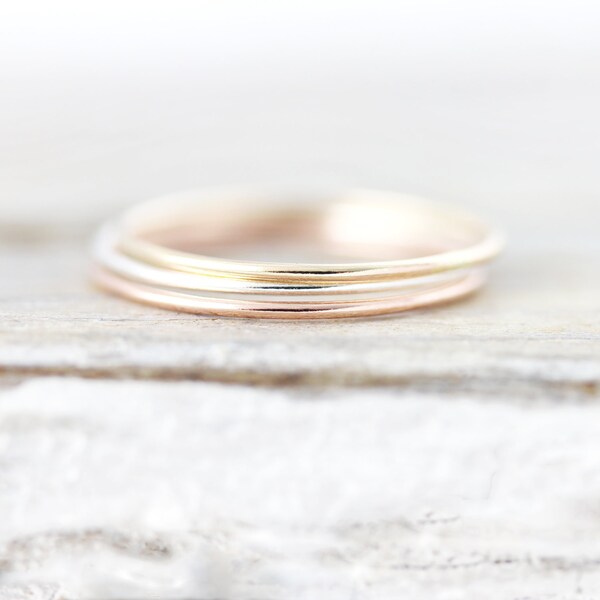 Extra thin Smooth stacking ring in sterling silver or gold filled 0.8mm