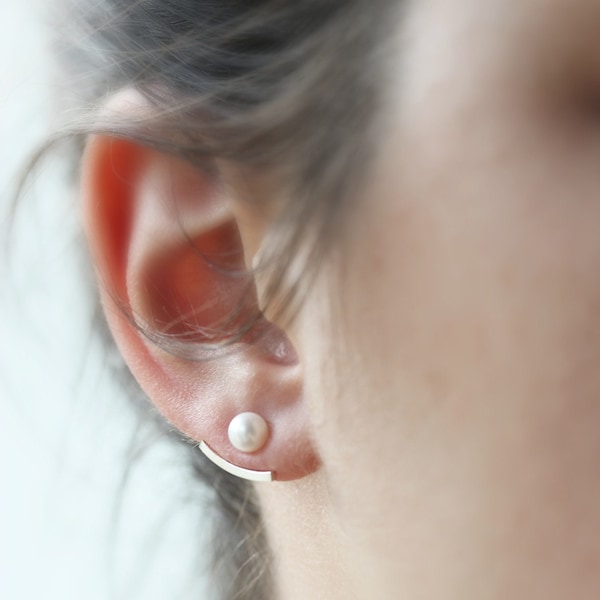 Ear jackets - Boucles d'oreilles perles ou barres argent sterling